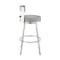 Armen Living Lynof Swivel Counter Stool in Brushed Stainless Steel with Light Gray Faux Leather 840254335462 - alternate 9